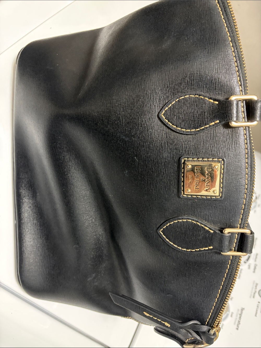 Dooney & Bourke Black Leather Crossbody with Gold Accents